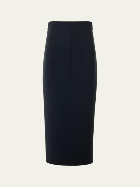 Wool Crepe Midi Pencil Skirt