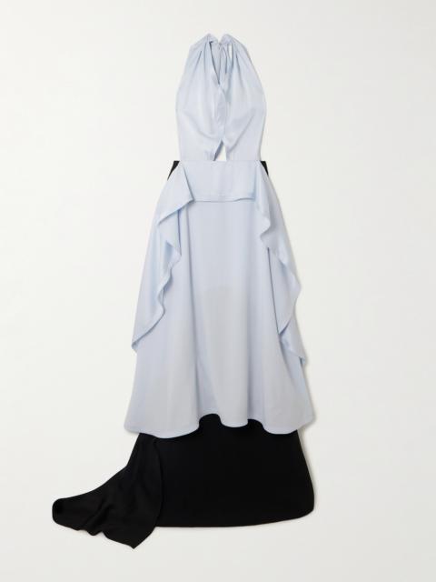 Draped Satin-crepe And Cady Halterneck Maxi Dress