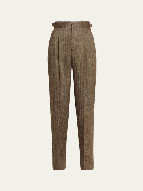 Malik Pleated Straight-Leg Trousers