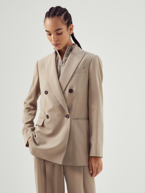 Viscose and virgin wool blazer with monili