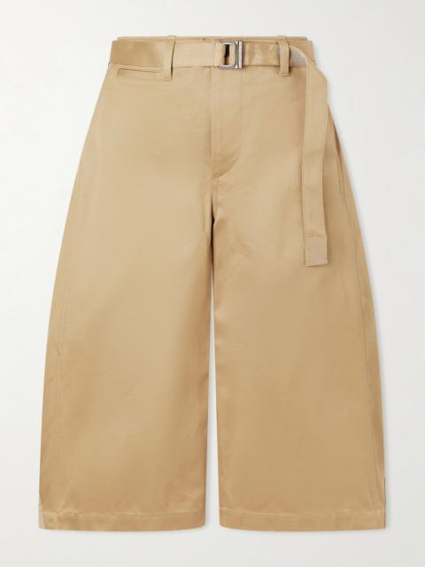 Cropped Belted Cotton-twill Barrel-leg Pants
