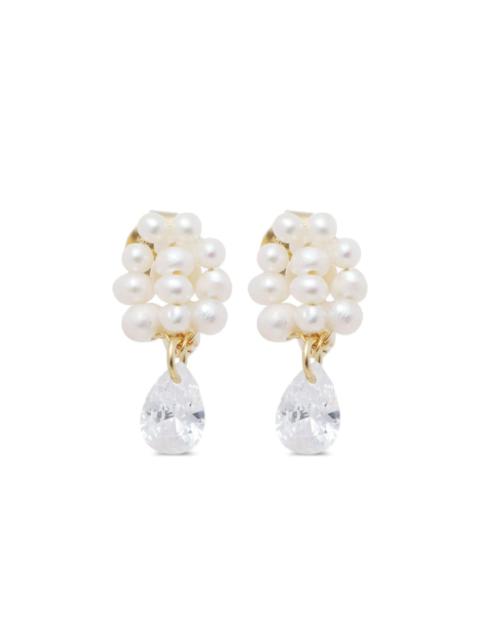 pearl-embellished drop earrings