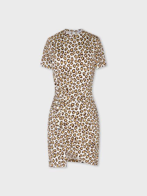 SHORT DRAPED DRESS LEOPARD PRINT