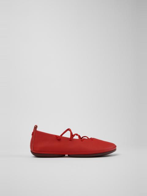 Red Leather Ballerinas for Women.