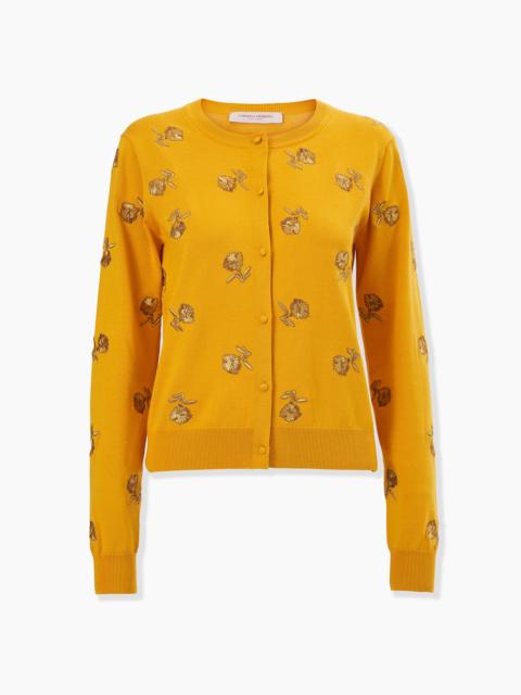 Carnation-Embroidered Cardigan