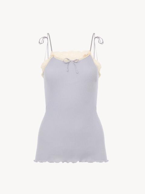 THIN-STRAP TANK TOP IN COTTON JERSEY & LACE