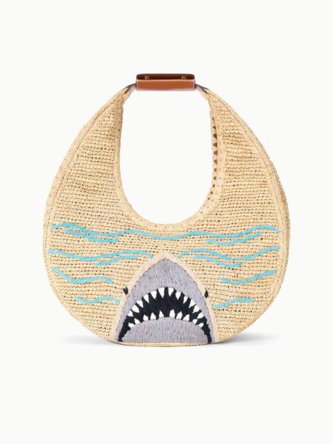 STAUD LARGE RAFFIA MOON TOTE BAG GREAT WHITE