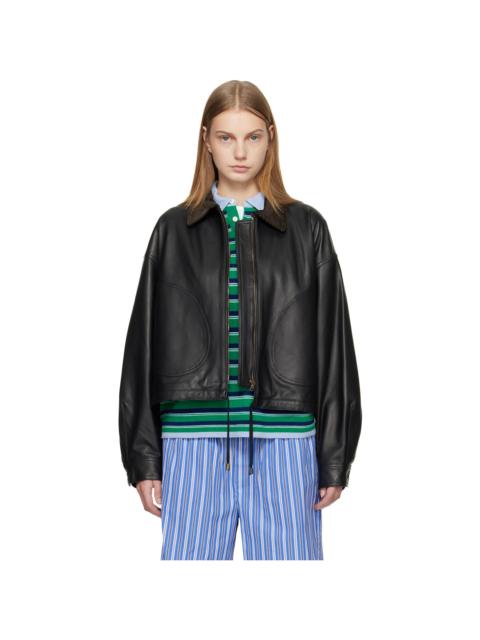 Black Leather Parachute Jacket