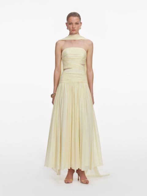 Yellow Georgette Scarf Midi Dress