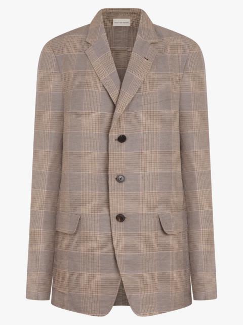 BILBO SINGLE BREASTED CHECK PRINT JACKET | MUSTARD