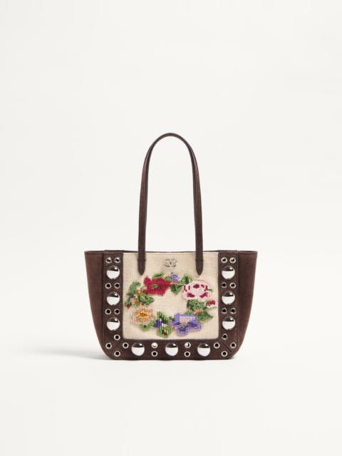 VALENTINO GARAVANI NELLCÔTE MINI EMBROIDERED SHOPPING BAG