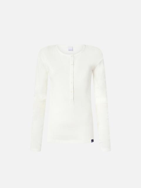 LIGHTWEIGHT RIBBED COTTON HENLEY SWEATER