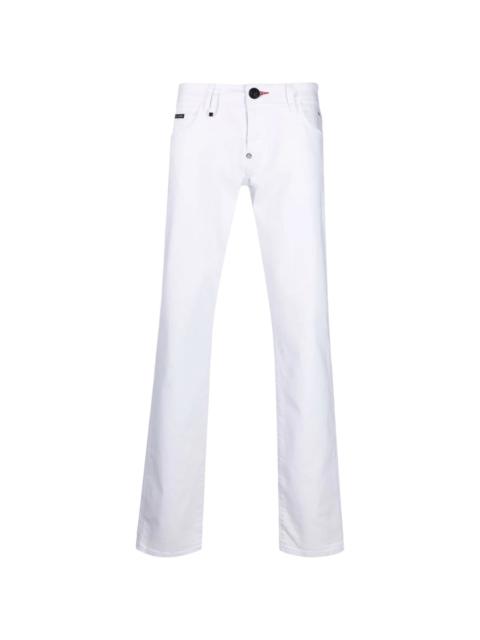 mid-rise straight-cut jeans