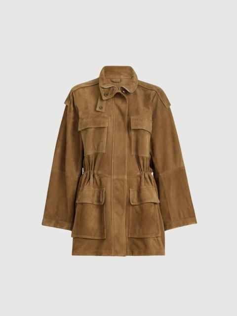 Suede safari jacket with monili
