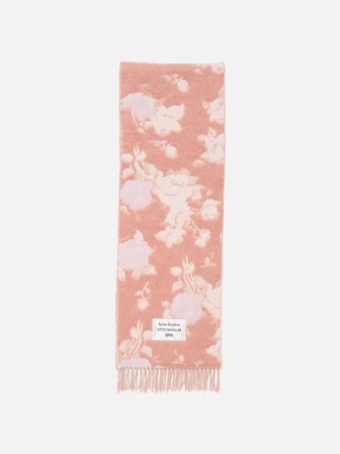 Fringed wool scarf - Pink