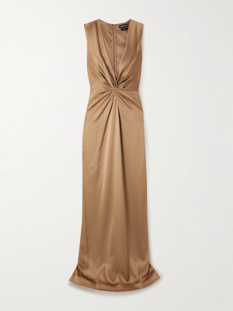 Twist-front Silk-satin Gown