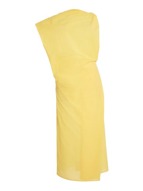 The Draped Cotton-Blend Dress yellow