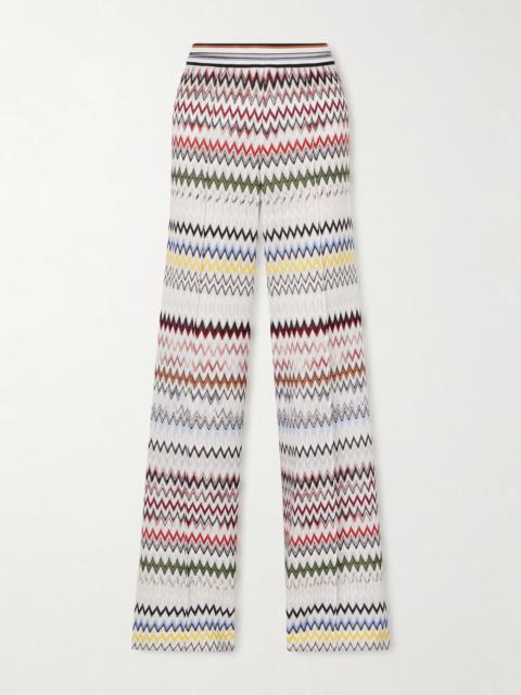 Striped Crochet-knit Wide-leg Pants