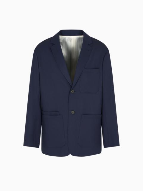 VIRGIN-WOOL TWILL SINGLE-BREASTED BLAZER