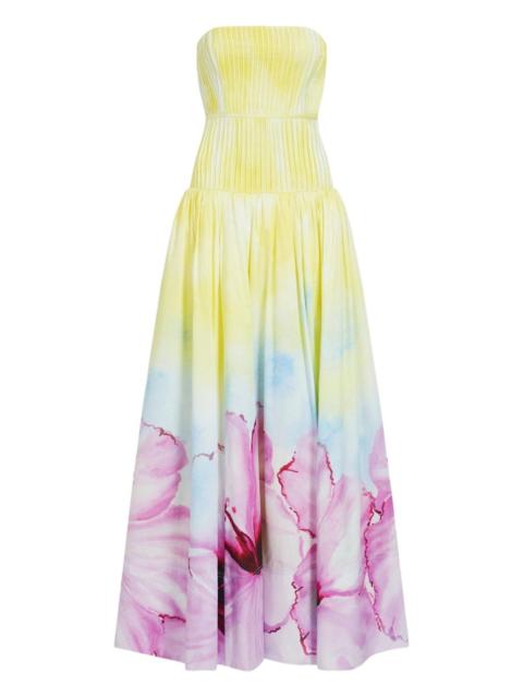 floral-print strapless maxi dress