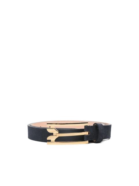 pin-buckle suede belt