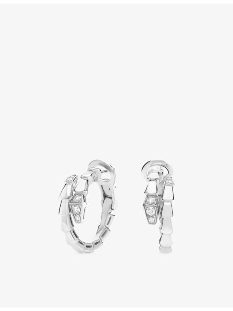 Serpenti Viper 18ct White Gold And 0.18ct Diamond Hoop Earrings
