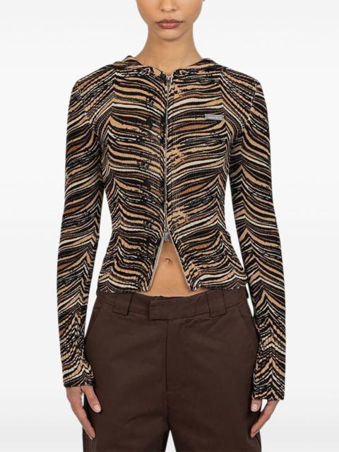 hooded zip-up knitwear