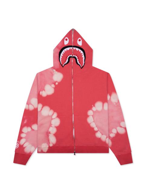 HAND DYE SHARK FULL ZIP HOODIE - RED