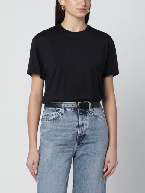 Black organic cotton-blend T-shirt