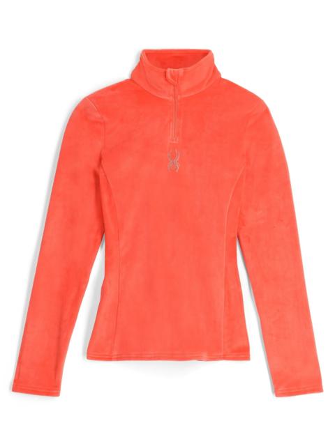 Womens Shimmer Bug Half Zip T-Neck - Coral Haze