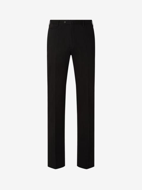 Black stretch cashmere and cotton gabardine trousers