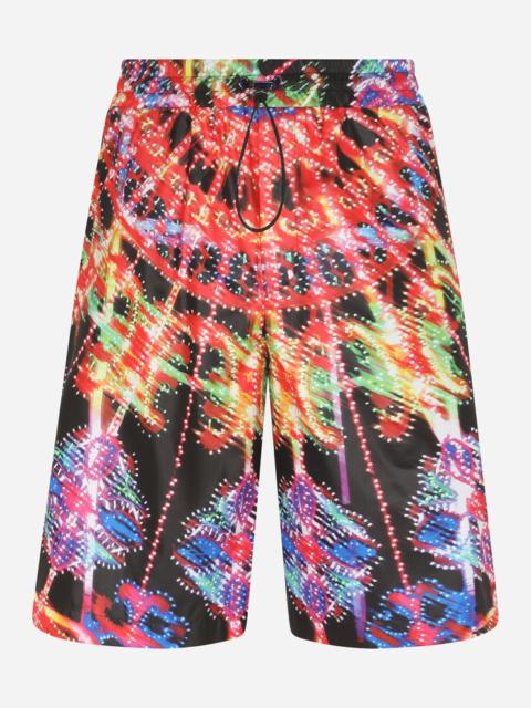 Illumination-print nylon shorts with DG logo