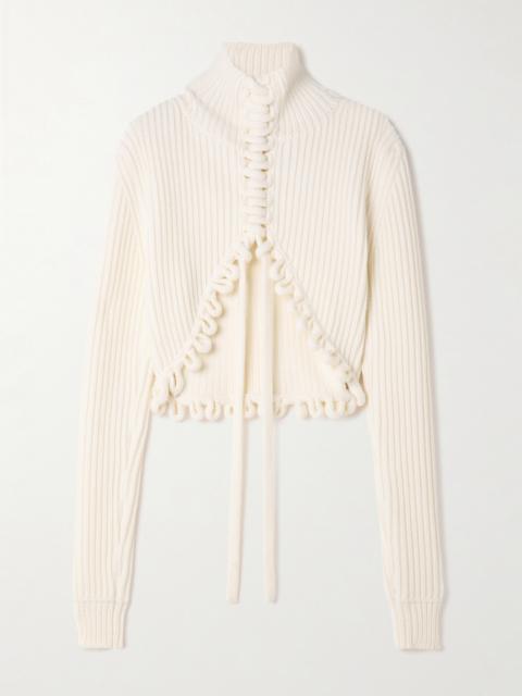 Lace-up Ribbed Wool Sweater