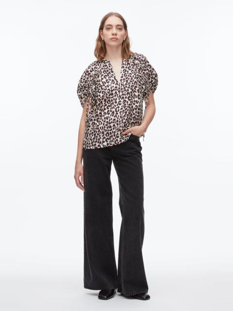 Leopard Ruched Sleeve Top