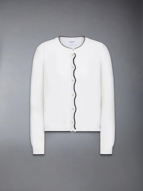 WOOL CREPE 4-BAR CREW NECK CARDIGAN