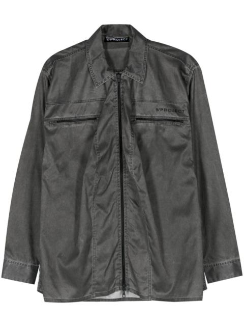 logo-print zip-up overshirt