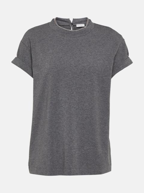 Embellished cotton-blend T-shirt