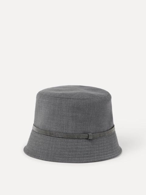 Tropical luxury wool bucket hat with shiny band