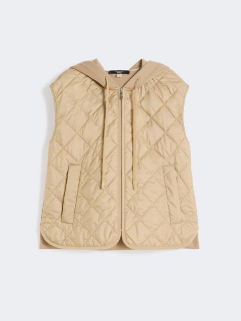 Padded sleeveless jacket in water-repellent canvas - BEIGE