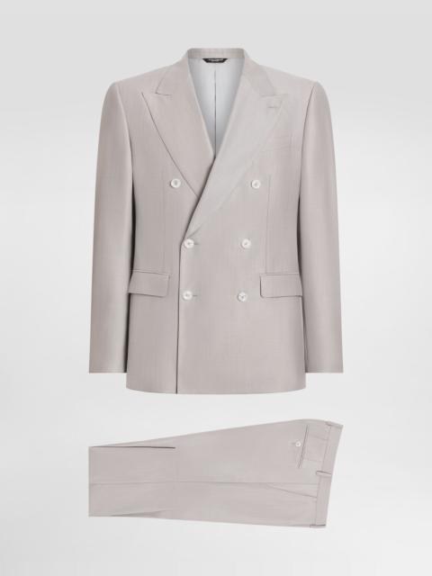 Deconstructed double-breasted wool and silk suit
