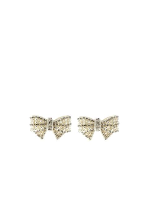 pearl bow-shape earrings