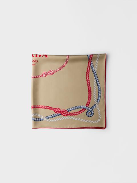 Printed silk twill scarf, 90x90 cm