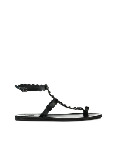 scalloped studded flat sandals