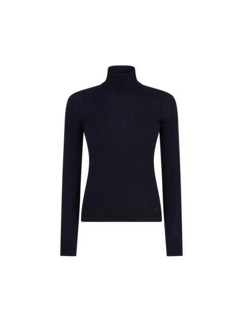 COMPACT FINE CASHMERE SILK KNIT TURTLENECK TOP