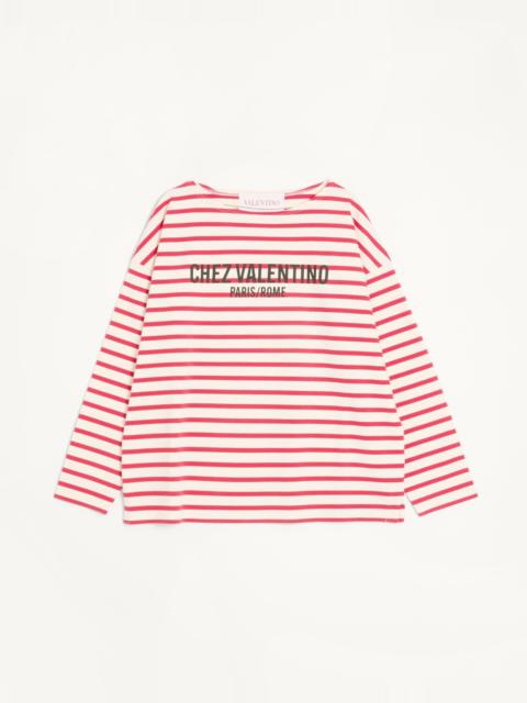 LONG-SLEEVED COTTON T-SHIRT WITH CHEZ VALENTINO PRINT