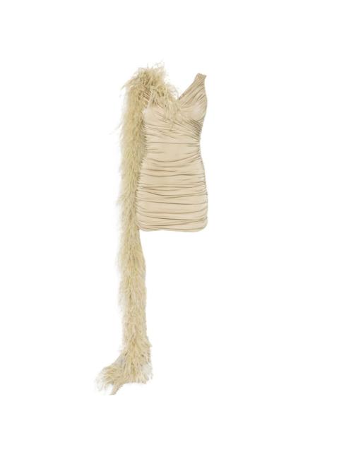 feather-detail mini dress