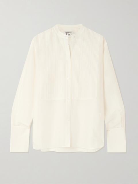 The Night Before Pintucked Cotton And Silk-blend Voile Shirt