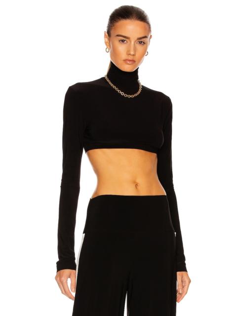 Cropped Slim Fit Long Sleeve Turtleneck Top