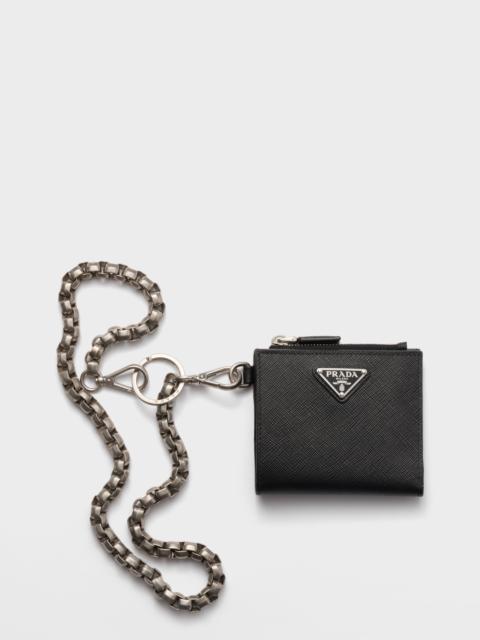 Small Saffiano wallet with chain