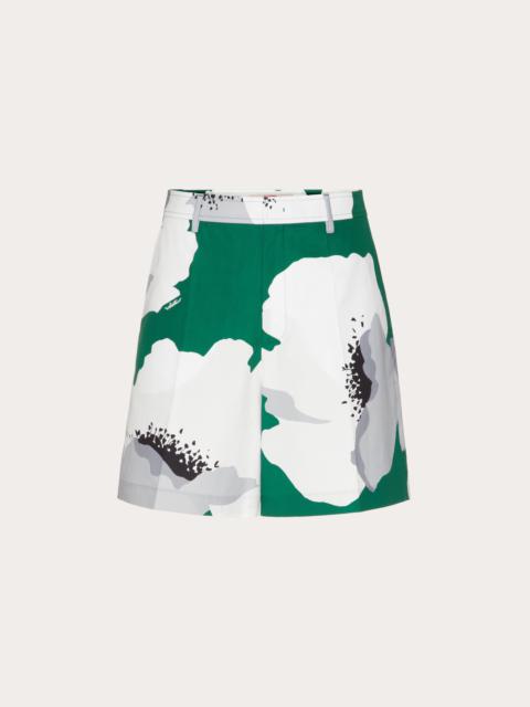 COTTON POPLIN BERMUDA SHORTS WITH VALENTINO FLOWER PORTRAIT PRINT
